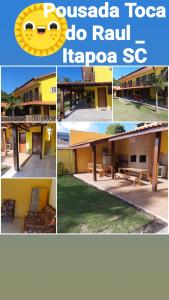 a collage of four pictures of a house at Pousada Toca Do Raul in Itapoa