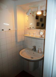 a bathroom with a sink and a mirror at Janssen in Eckernförde