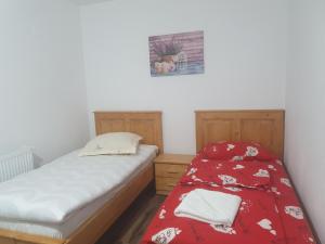 Postel nebo postele na pokoji v ubytování Pensiunea Ronicson