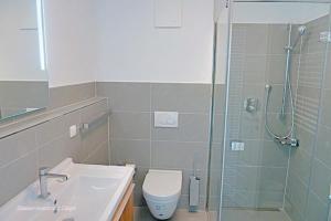ツィングストにあるVilla Morgentied, FW 2のバスルーム(シャワー、トイレ、シンク付)