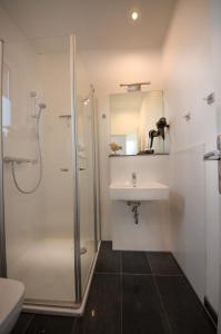 a bathroom with a shower and a sink at Ferienwohnungen Legienstraße in Hamburg