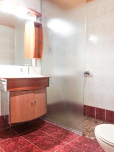 ein Bad mit einem Waschbecken und einem WC in der Unterkunft Ferienwohung in Dresden am Elbhang in Dresden