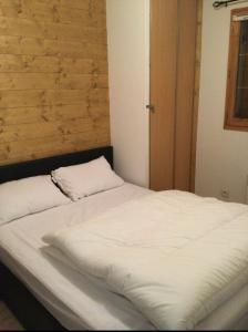 1 cama blanca grande en una habitación en Les deux alpes appartement 6 personnes en Les Deux Alpes