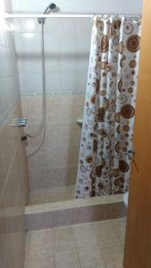 una ducha con cortina de ducha en un baño en Abuelo Coqui, en Ramallo 14 fotos más