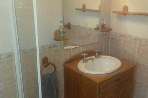 a bathroom with a sink and a shower at Drumgowan House in Donegal