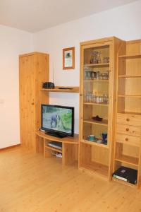 グレーミッツにある"Parkresidenz - Whg 13 c" preisgünstige Wohnung in ruhiger Ortslageのリビングルーム(テレビ、木製キャビネット付)