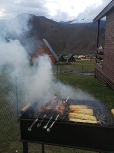 uma grelha com um monte de comida em Kazbegi Twins em Kazbegi