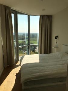 Katil atau katil-katil dalam bilik di Pietryčių apartamentai, Elija, Šventoji