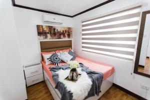 a small bedroom with a bed and a window at Bella Casa (3BR House at Azienda Genova) in Talisay