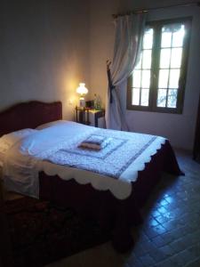 1 dormitorio con 1 cama grande y ventana en Roubies, en Mons