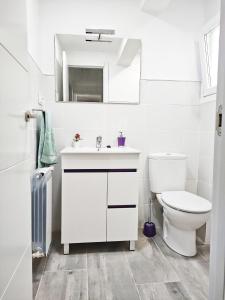 a white bathroom with a toilet and a sink at Estrella Polar in Tarancón