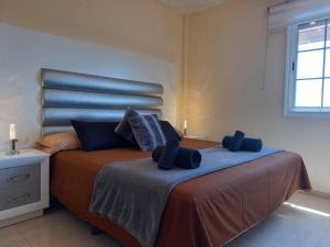 - une chambre avec un lit et 2 oreillers dans l'établissement Villa Nancy Tenerife Sur, à Granadilla de Abona