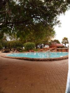 a swimming pool in a park with a tree at Sondela Nature Reserve & Spa Makhato Lodges in Bela-Bela