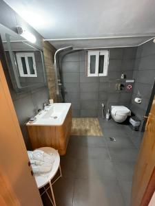 a bathroom with a sink and a toilet at Greece Apartments Now in Patra