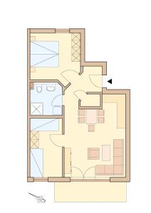 a floor plan of a house at Reiseoase Kavelweg 10, Whg 2 in Zingst