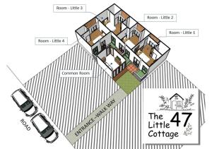 Načrt razporeditve prostorov v nastanitvi The Little Cottage 47