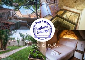 un collage di foto di una casa con un letto di Umbrian Concierge - La Casa dei Pellari a Perugia