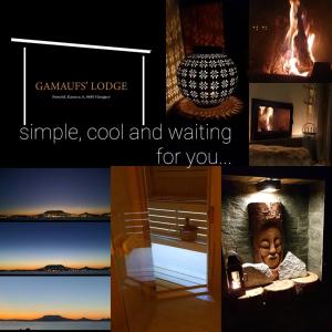 a collage of pictures of a room with a fireplace at Stay with Gamauf in Fonyód