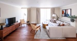 倫敦的住宿－內迪夫梅費爾旅館，带沙发和电视的客厅