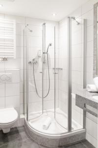 een badkamer met een douche en een toilet bij Dom-Hotel in Worms