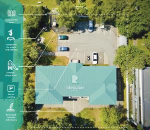 an aerial view of a house with a green roof at Revelton Suites Tallinn in Tallinn