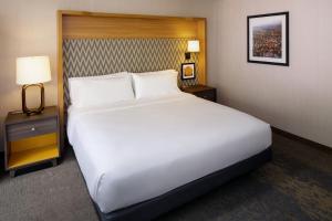 1 cama blanca grande en una habitación de hotel en Holiday Inn Express & Suites Charlottesville, an IHG Hotel, en Charlottesville