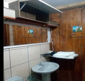 un baño con lavabo e inodoro en foresti macedo casa, en Gramado