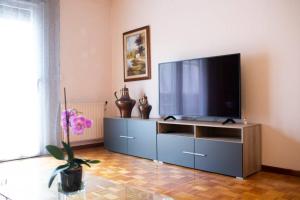a living room with a large flat screen tv at Piso luminoso y tranquilo en Ourense (O Couto) in Ourense