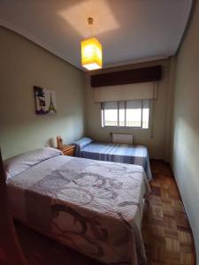 a bedroom with two beds and a window at Piso luminoso y tranquilo en Ourense (O Couto) in Ourense