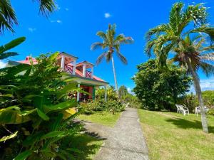 a house with palm trees and a pathway at Cas'à Willy in Sainte-Rose