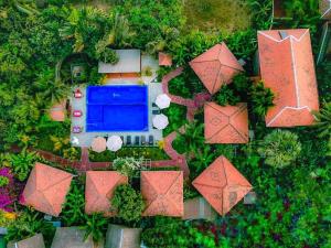 vista sul giardino con piscina di Au Cabaret Vert a Battambang
