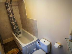 y baño con bañera y aseo. en the Dartmoor bnb en Yelverton