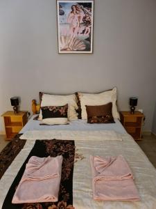 A bed or beds in a room at Amina Apartman