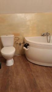 een badkamer met een toilet, een bad en een wastafel bij bizon in Sadowne