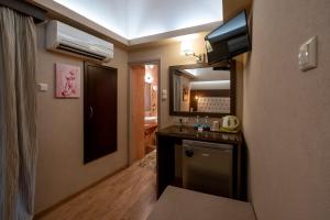 Kuchyň nebo kuchyňský kout v ubytování Hotel Meteora