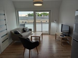 TV a/nebo společenská místnost v ubytování Leszno City Center Apartments