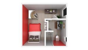 a floor plan of a room with a bed at Little Pendjari - Duplex - Port - HOST PROVENCE in La Seyne-sur-Mer