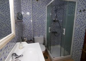 a bathroom with a shower and a sink and a toilet at Torre del Carmen Malaga in Málaga