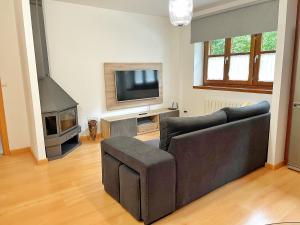 a living room with a couch and a flat screen tv at Apartamento Casa Chloe in Benasque