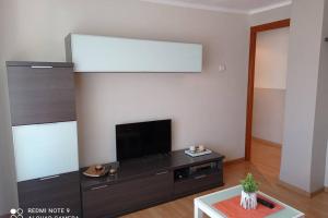 ein Wohnzimmer mit einem Flachbild-TV in der Unterkunft Rioja & Vino in Fuenmayor