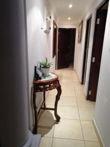 a hallway with a table with a potted plant on it at norizana's apartment in Westbrook