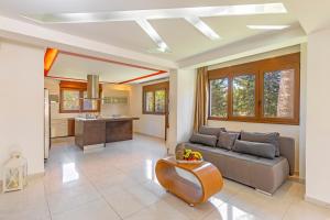 sala de estar con sofá y cocina en Prestige Residence Rhodes en Ialyssos