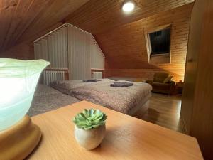 A bed or beds in a room at Apartmán na hranici