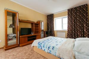 タンボフにあるApartment PrezentHaus Gorkogo 20のベッドルーム(大型ベッド1台、テレビ付)