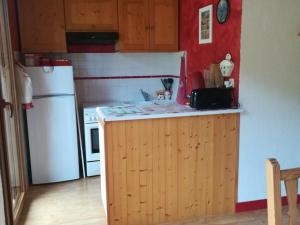 a kitchen with a counter and a white refrigerator at Appartement Villard-de-Lans, 3 pièces, 4 personnes - FR-1-515-57 in Villard-de-Lans