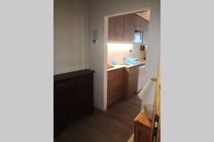 een kleine keuken met een wastafel en een aanrecht bij Rent flat Cevedale in Santa Caterina Valfurva