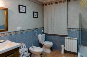 a bathroom with a toilet and a sink at Casa Rural Cervarte in Argamasilla de Alba +23 photos