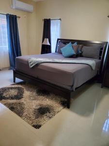 a bedroom with a large bed with a rug at Maison Romantique in Kingston +24 photos