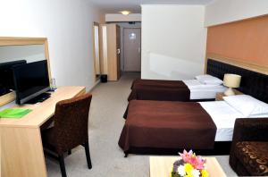 TV a/nebo společenská místnost v ubytování Olymp Hotel