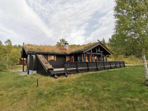 a large house with a grass roof at Sundebu, Spacious 5-Bedroom mountain cabin near Ski and Hiking in Rauland